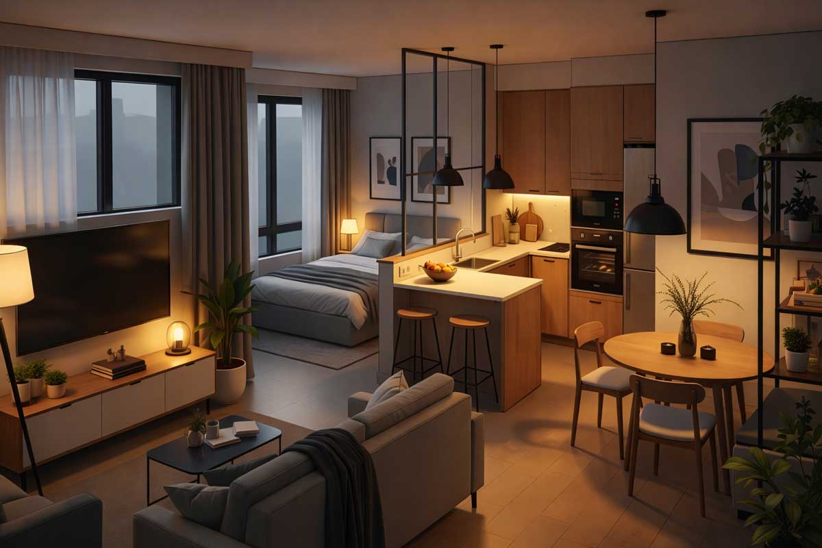 Optické zvětšení malého bytu pomocí světla