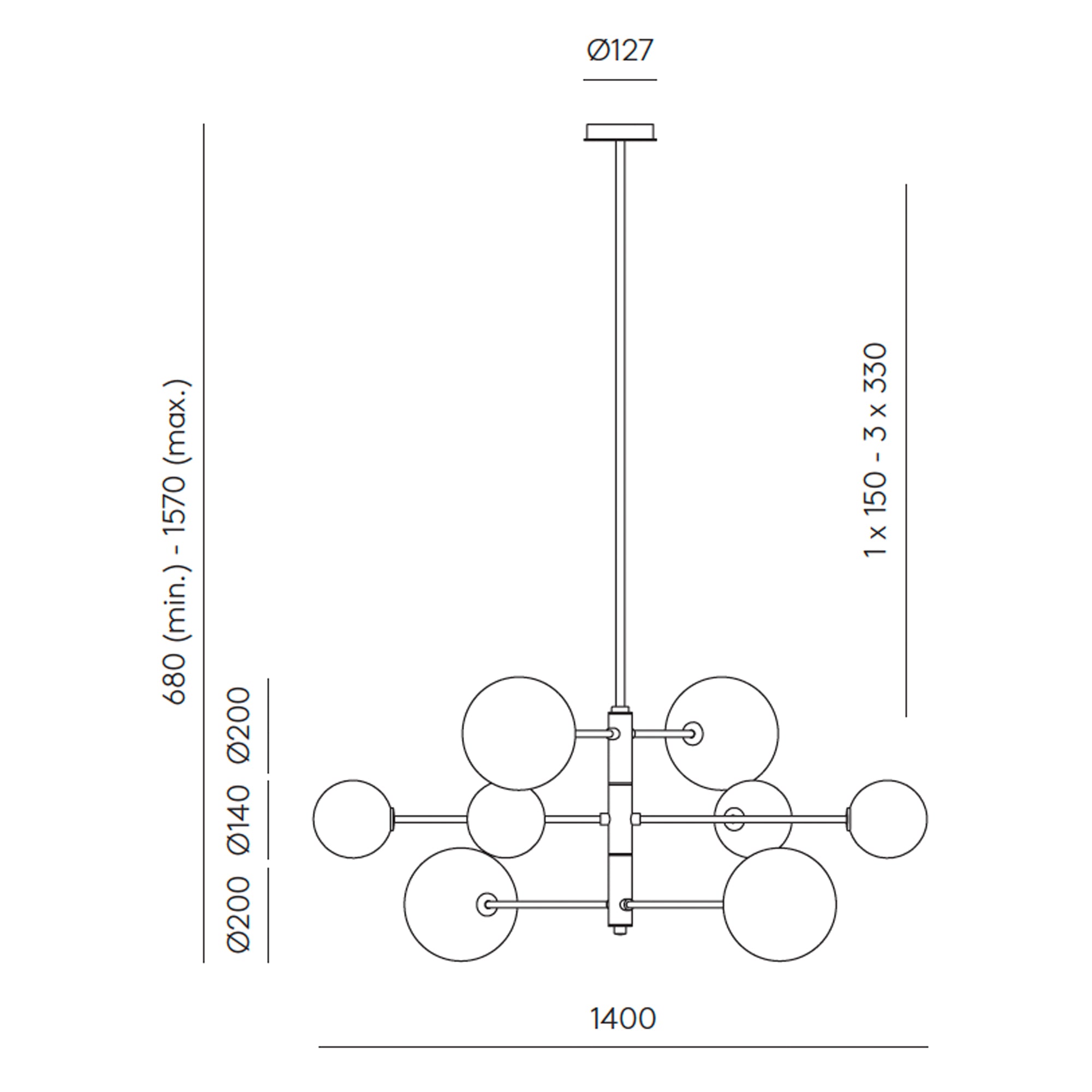 Aromas Atom G9 závěsné svítidlo lustr