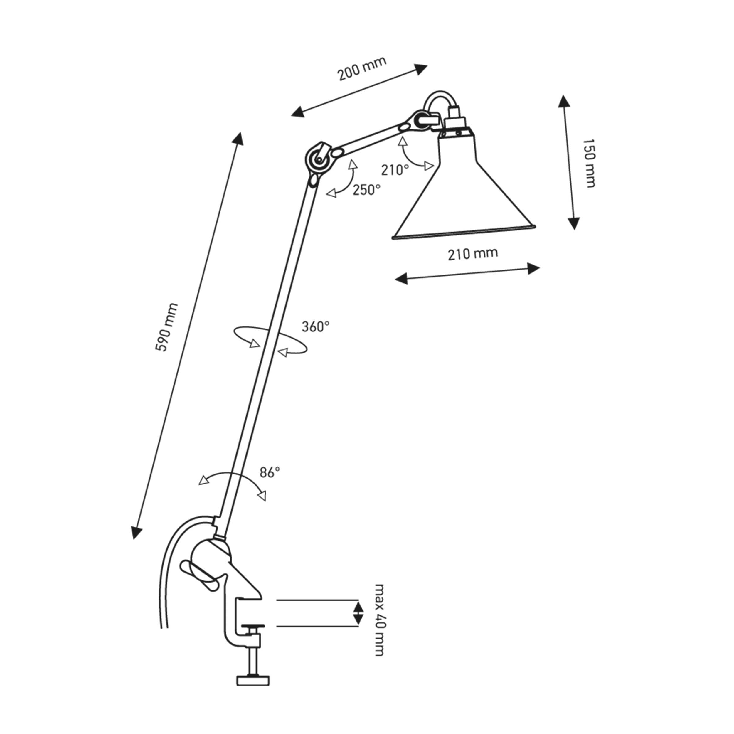 DCW éditions Lampe Gras N°201 E14 stolna lampa s kopčom