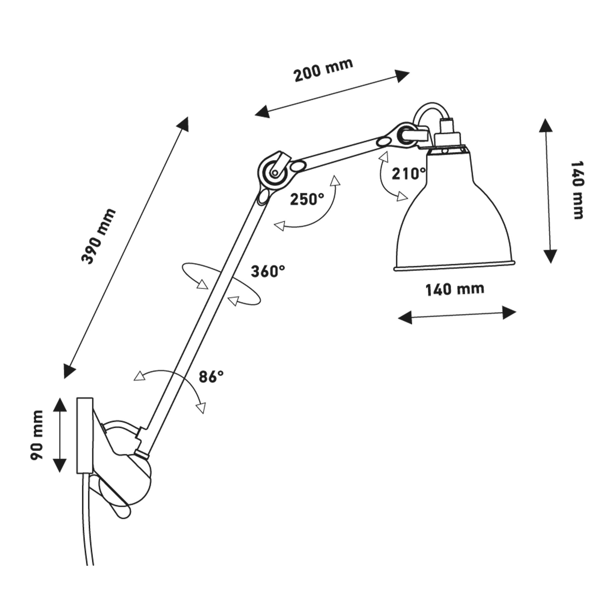 DCW éditions zidna svjetiljka Lampe Gras N°222 E14