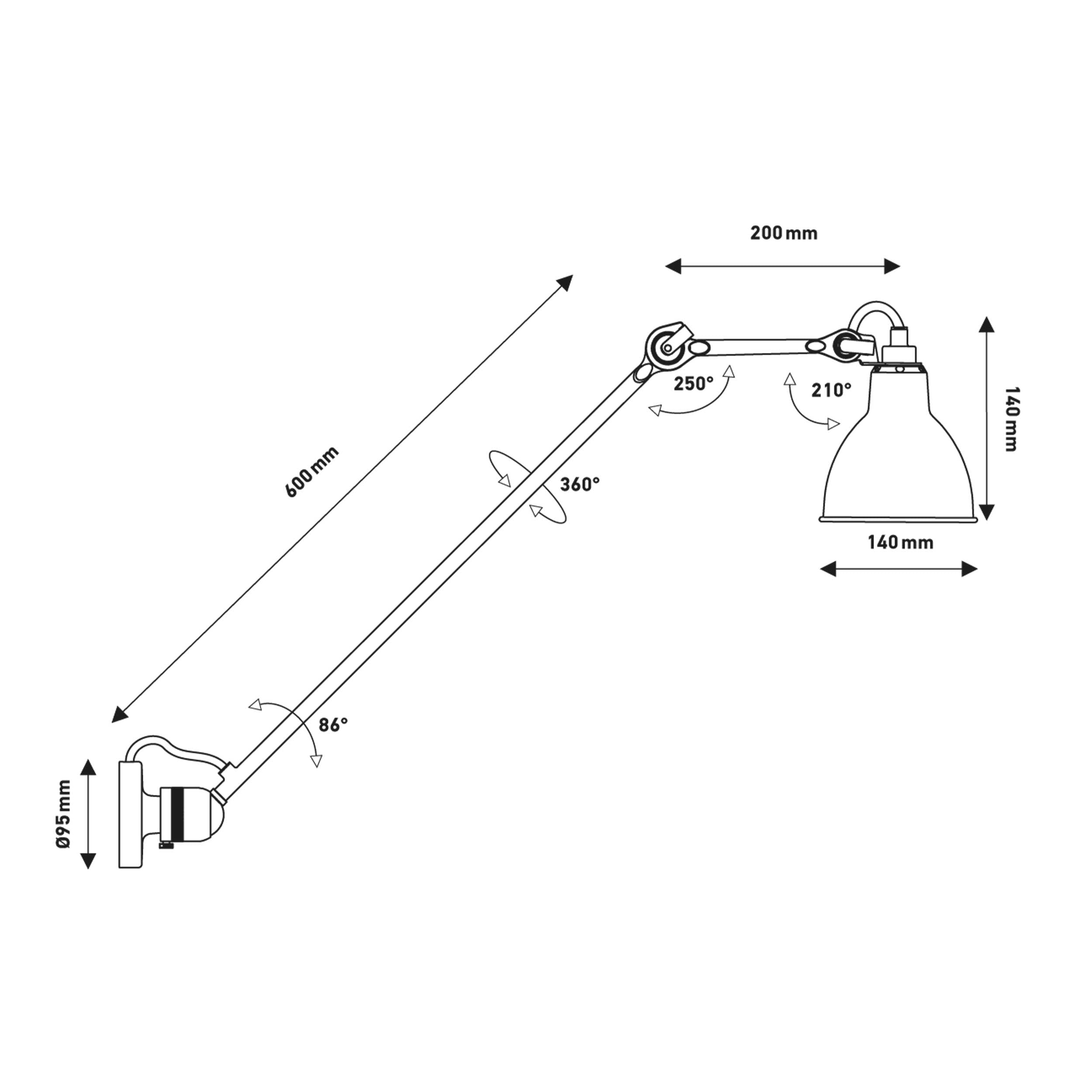 DCW éditions Lampe Gras N°304 L60 E14 zidna svjetiljka