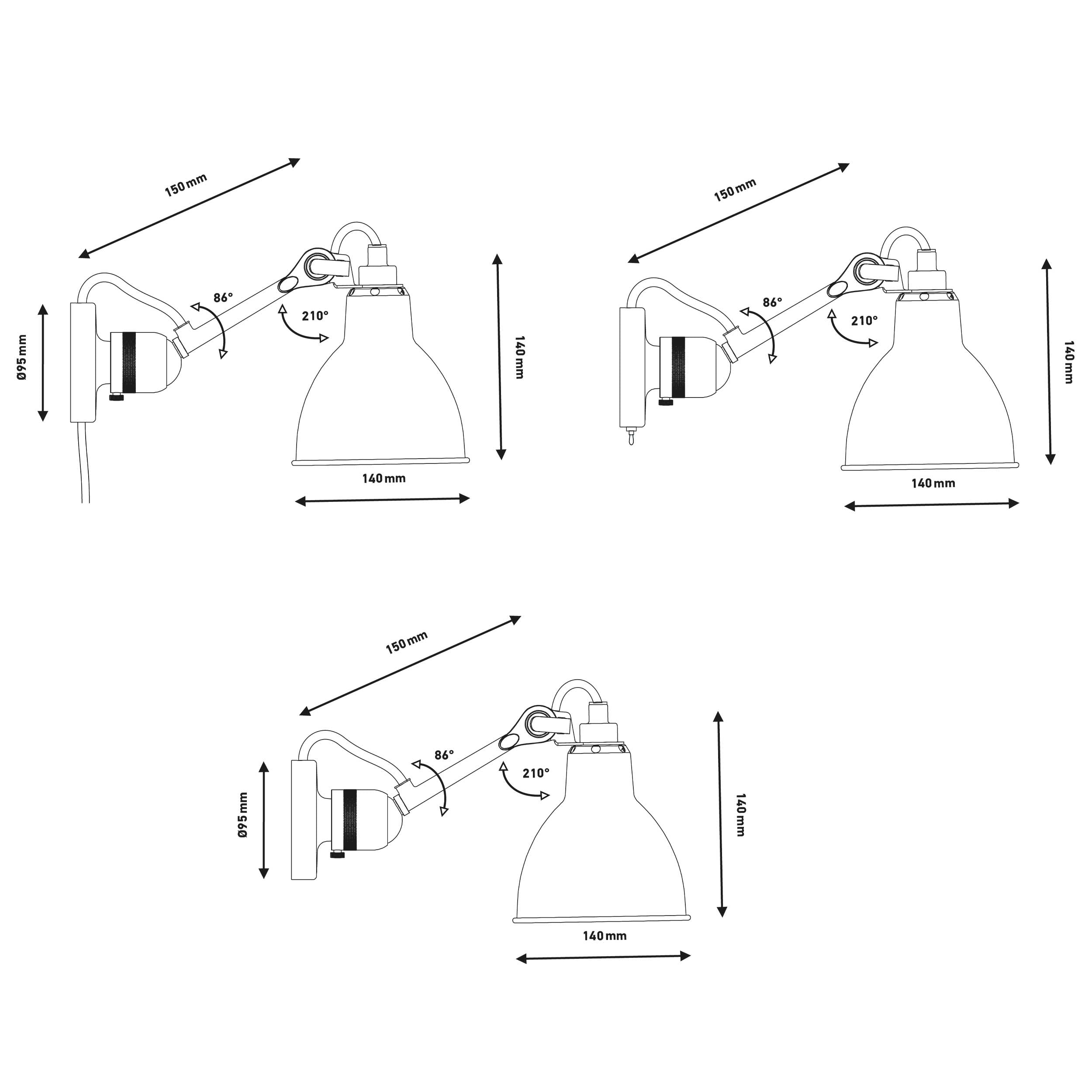DCW éditions Lampe Gras N°304 E14 zidna svjetiljka, crna