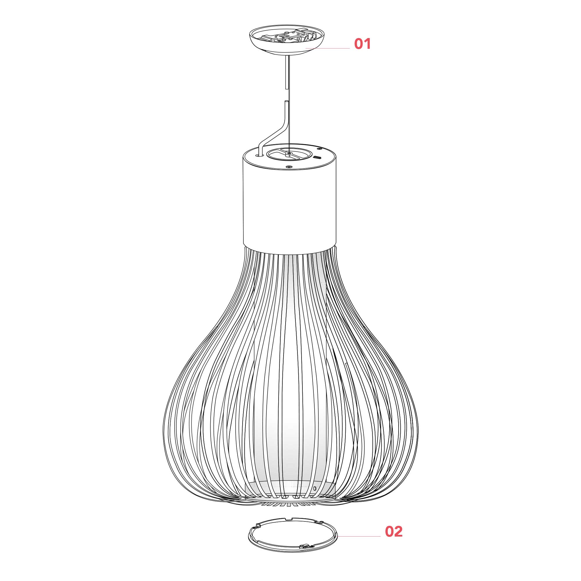 Flos Chasen E27 závěsné skleněné svítidlo