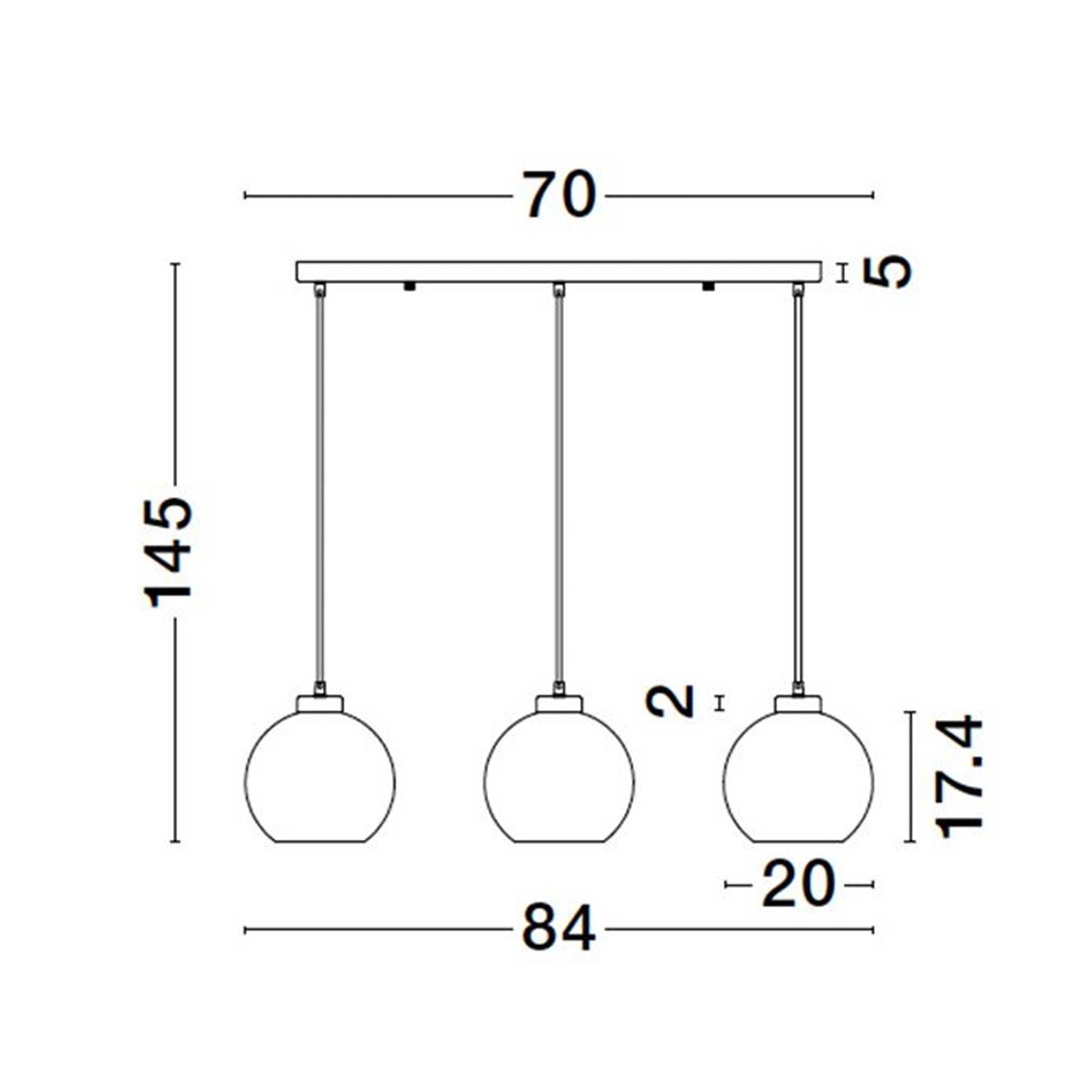 Nova Luce Palmer E27 staklena viseća lampa, uzdužna