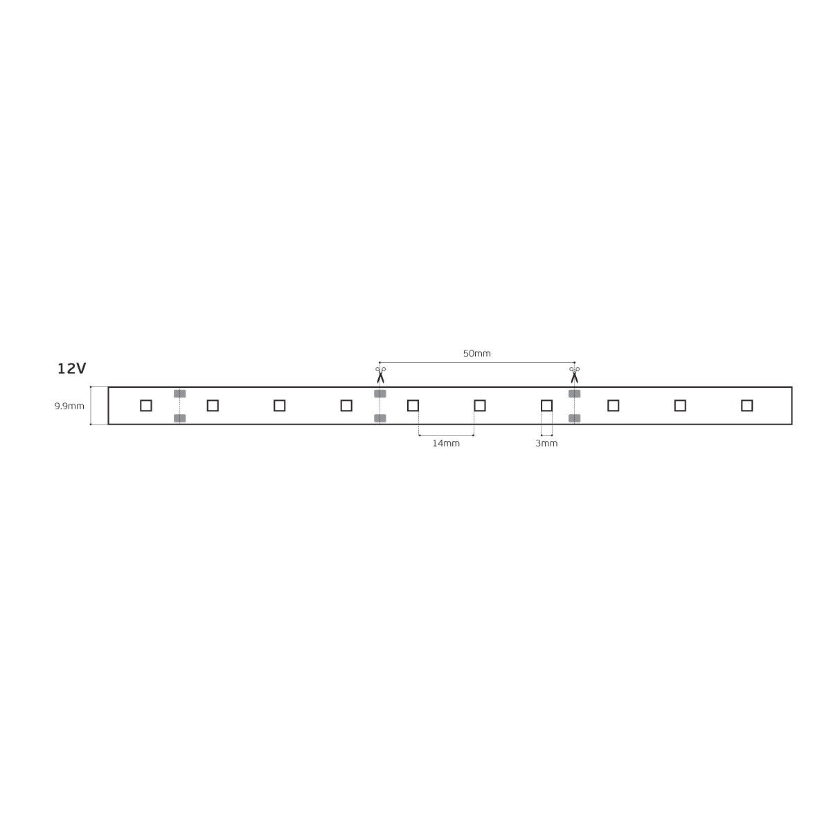 12V LED traka, CRI80, IP20, 6000K (5 m)