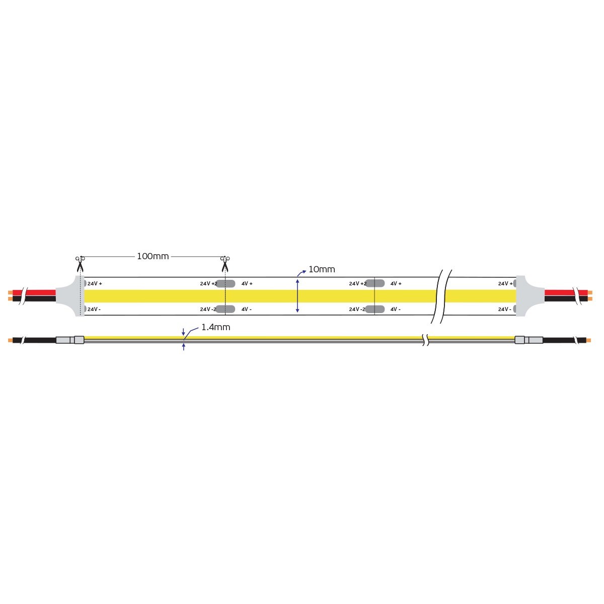 COB LED traka 24V CRI90 IP66 (5m)