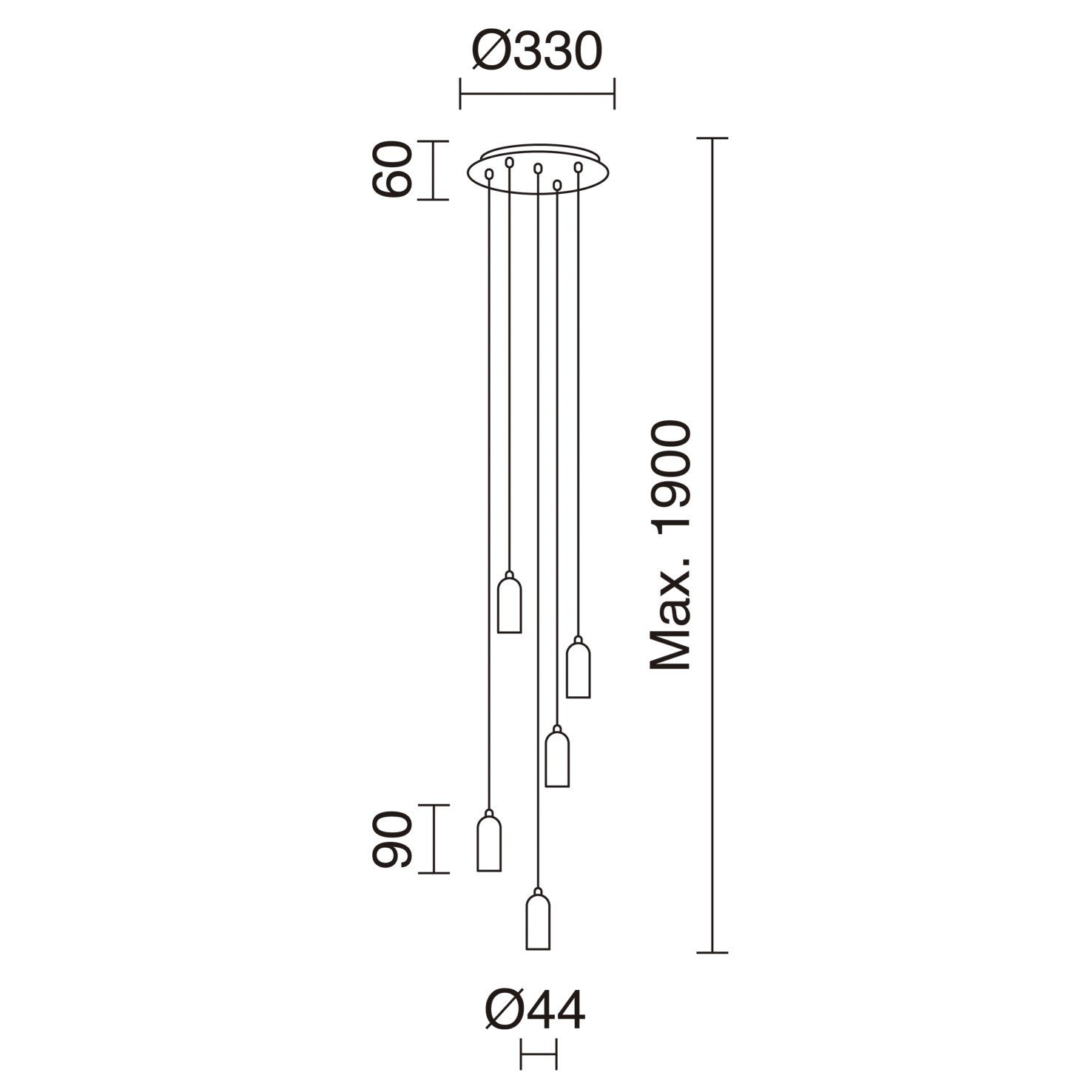 Exo Atu style E27 závěsné svítidlo chromové