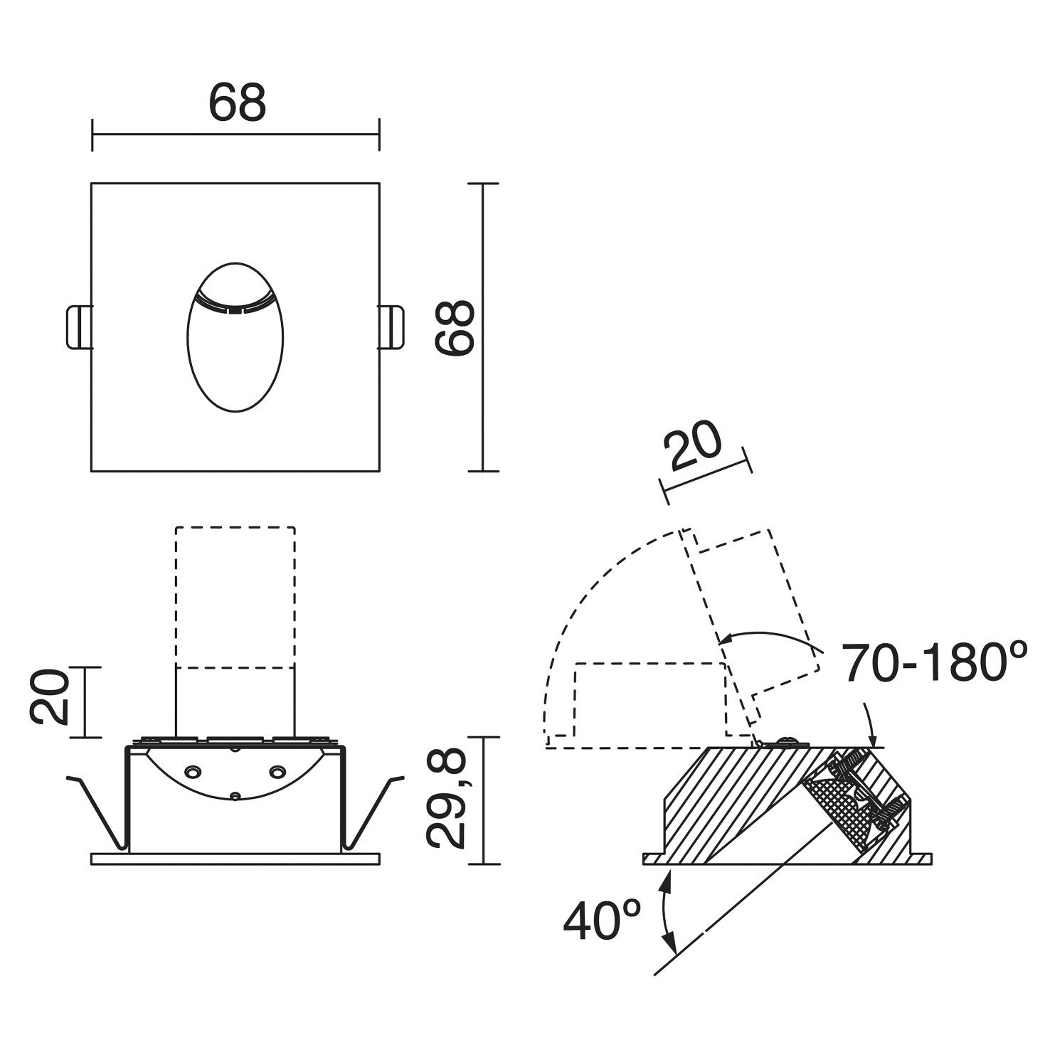 Indeluz Ligur Square LED zápustné svítidlo stříbrné