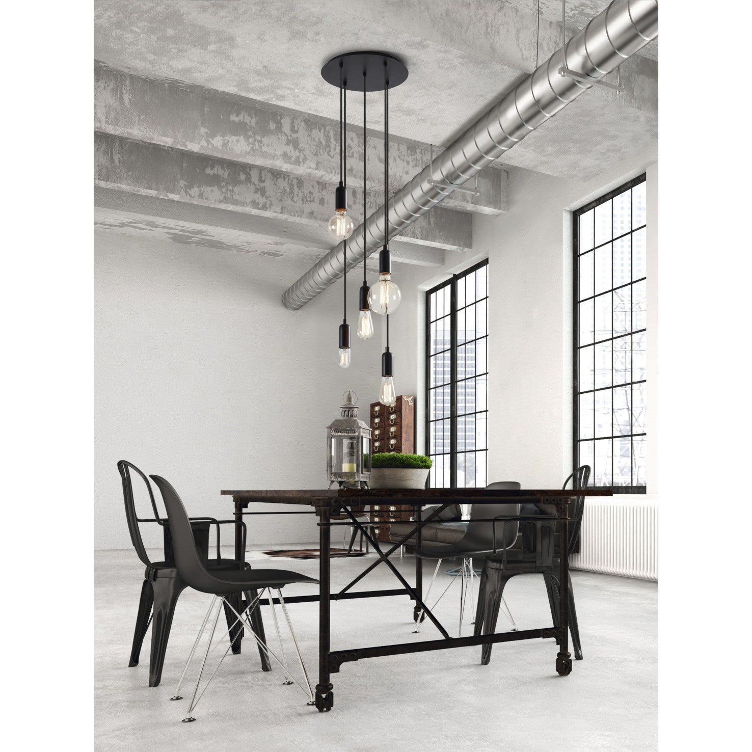 Exo Atu style E27 závěsné svítidlo černé