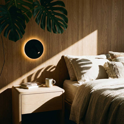 Zidna LED svjetiljka za ambijentalno čitanje, okrugla s USB-om