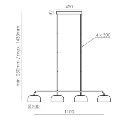 Aromas Ipon LED závěsné skleněné svítidlo
