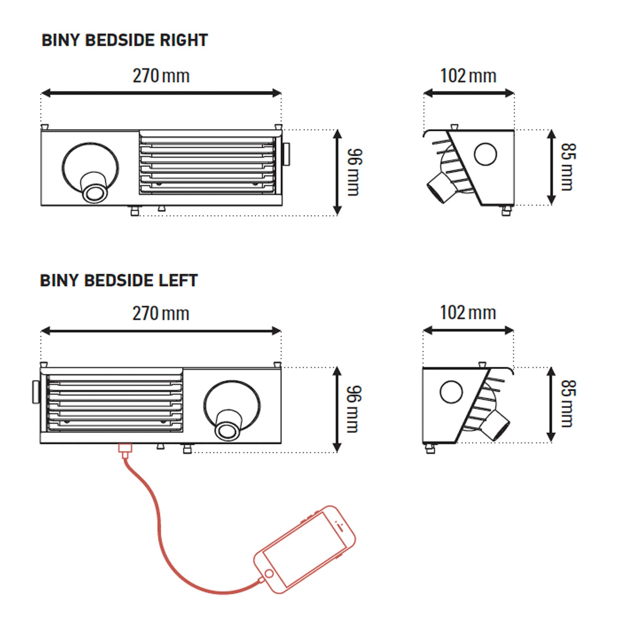 DCW éditions Biny LED zidna svjetiljka za noćni ormarić