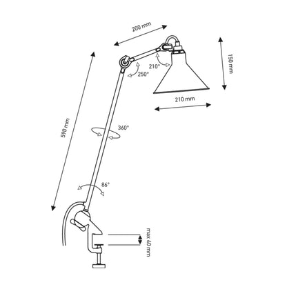 DCW éditions Lampe Gras N°201 E14 stolna lampa s kopčom