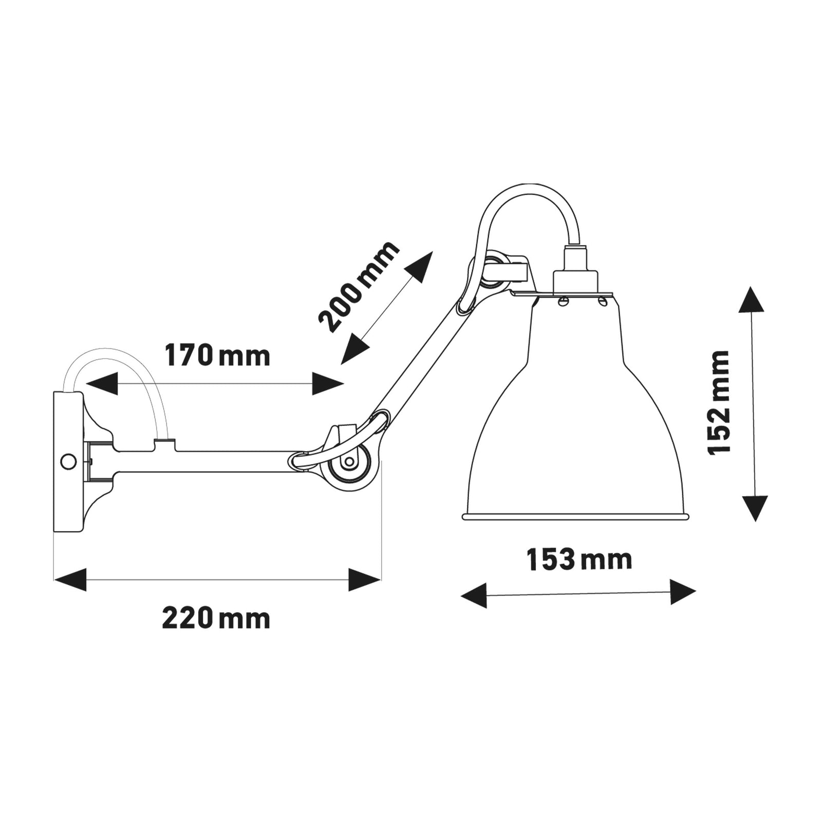 DCW éditions Lampe Gras N°204 E27 zidna svjetiljka za uz krevet