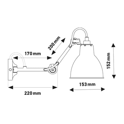 DCW éditions Lampe Gras N°204 E27 zidna svjetiljka za noćni ormarić