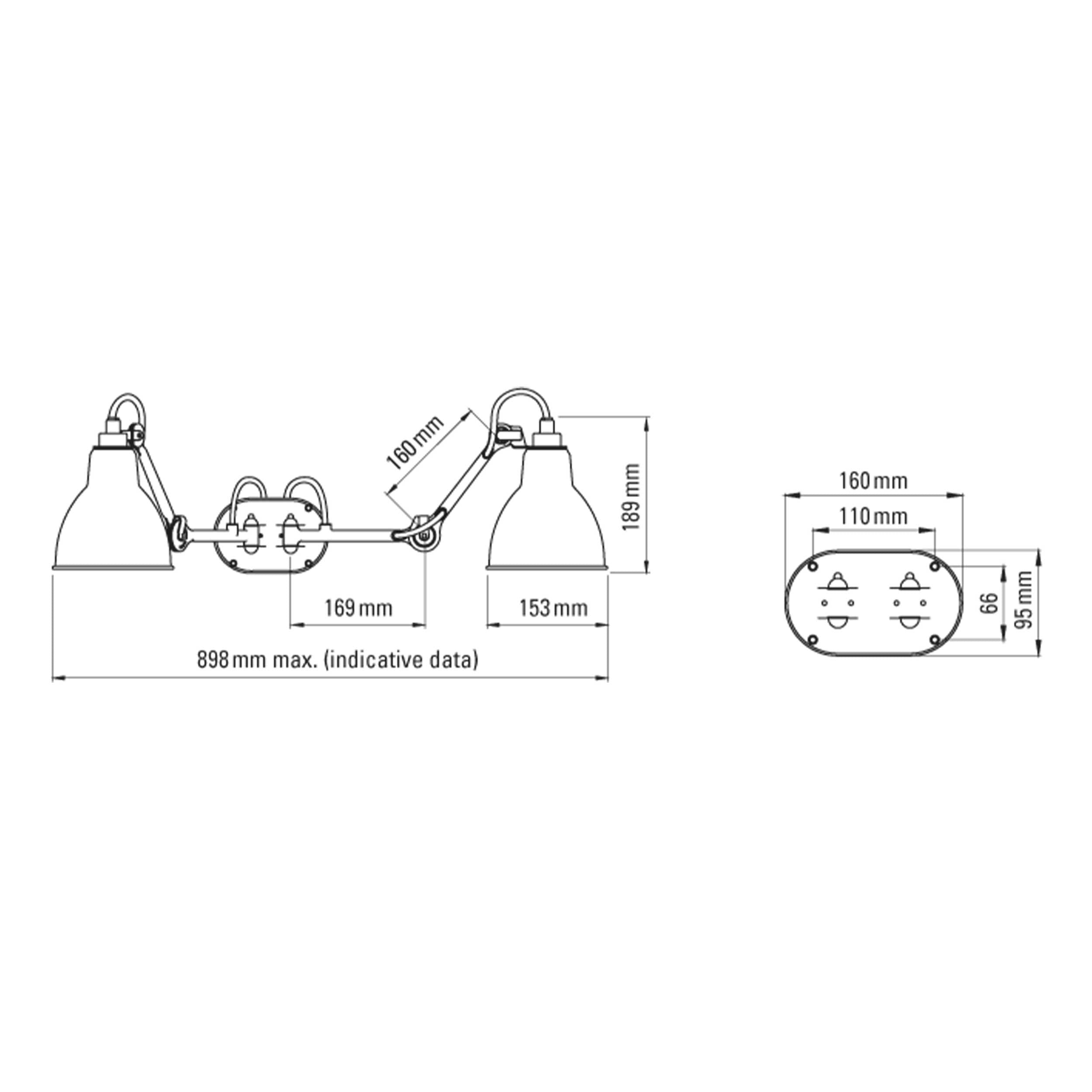 DCW éditions Lampe Gras N°204 E27 dvostruka svjetiljka za kupaonicu IP44