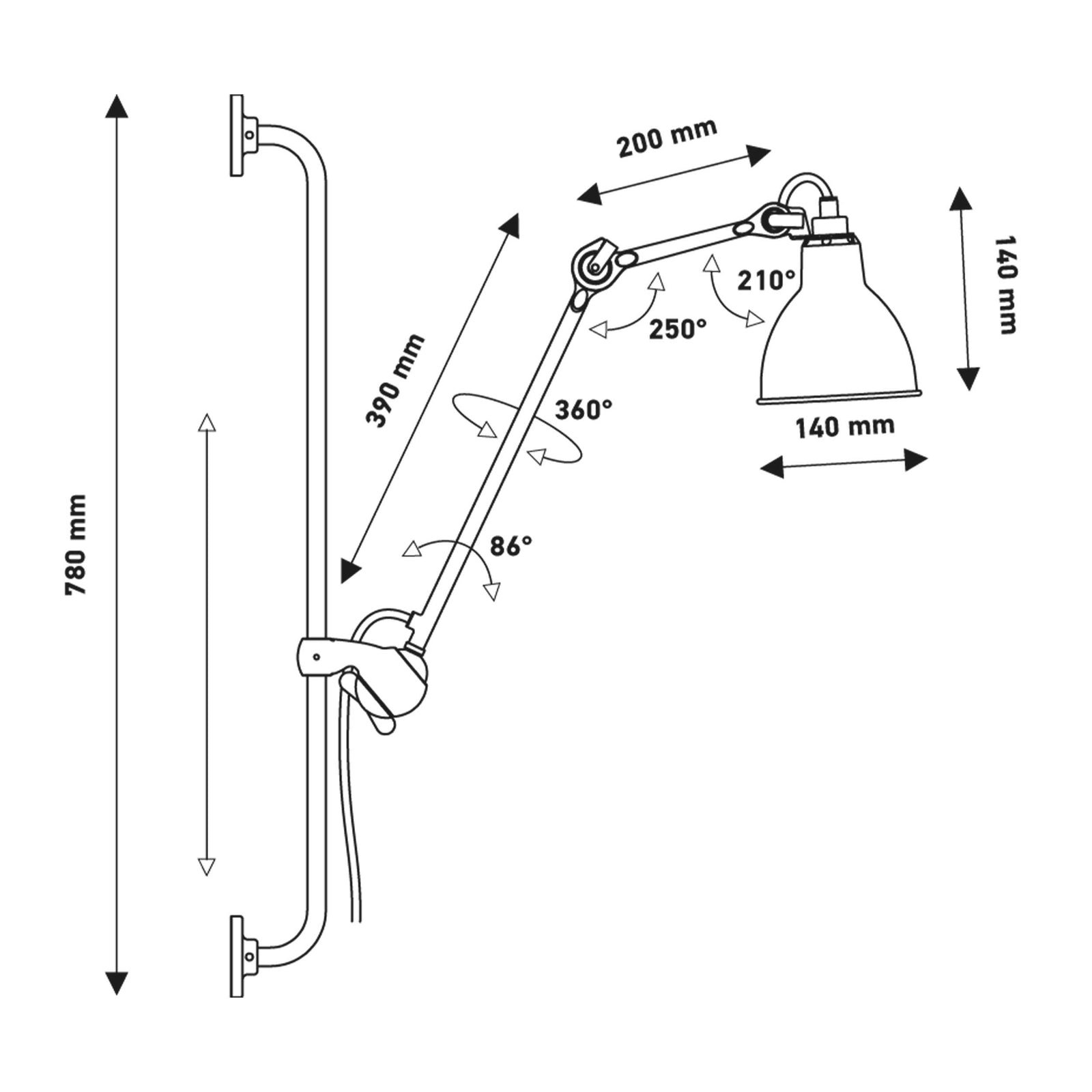 DCW éditions Lampe Gras br. 213 E14 zidna svjetiljka