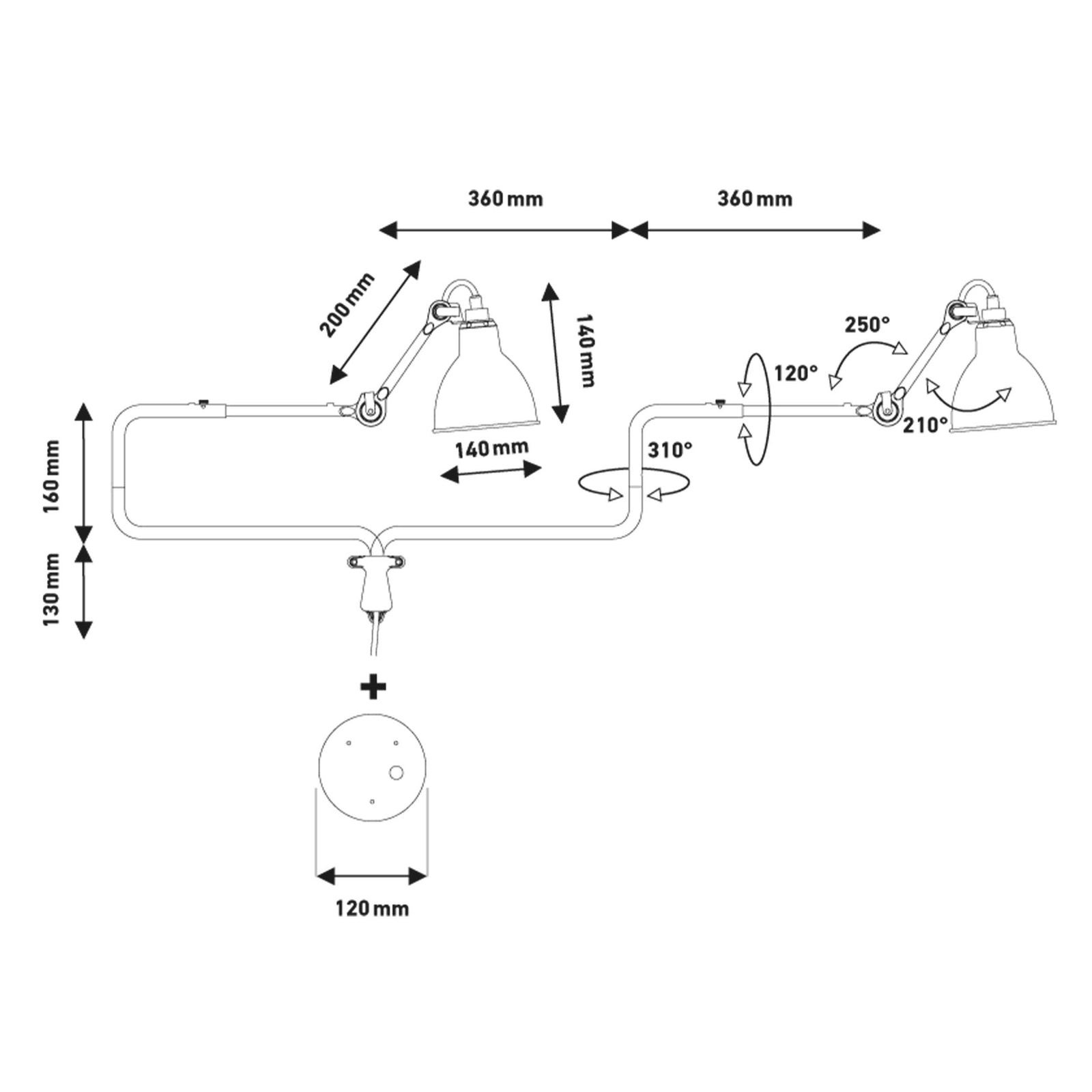 DCW éditions Lampe Gras br. 304 E14 zidna svjetiljka, crna