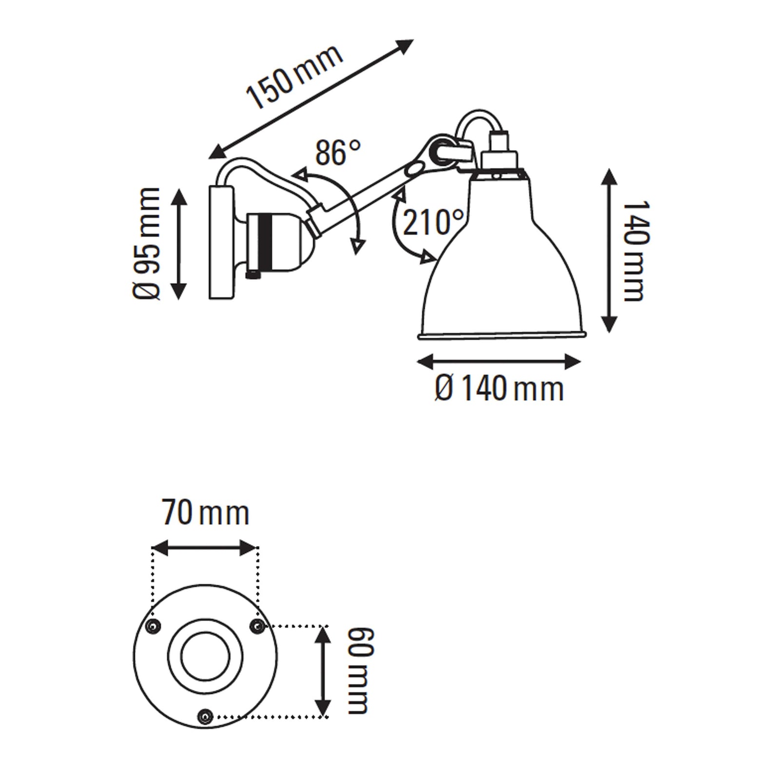 DCW éditions Lampe Gras N 304 E14 zidna svjetiljka