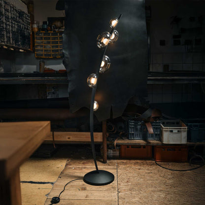 Bomma Dew Drops LED skleněné stojací svítidlo z veganské kůže