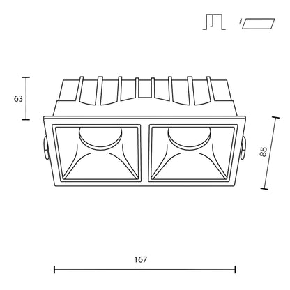 Maytoni Alfa LED 15W 36° ugradbeni četvrtasti downlight, bijeli