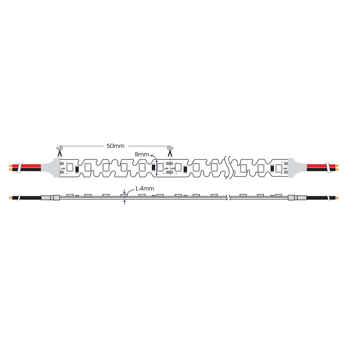 LED traka bočno montirana S-oblika 24V CRI90 IP20 3000K (5 m)
