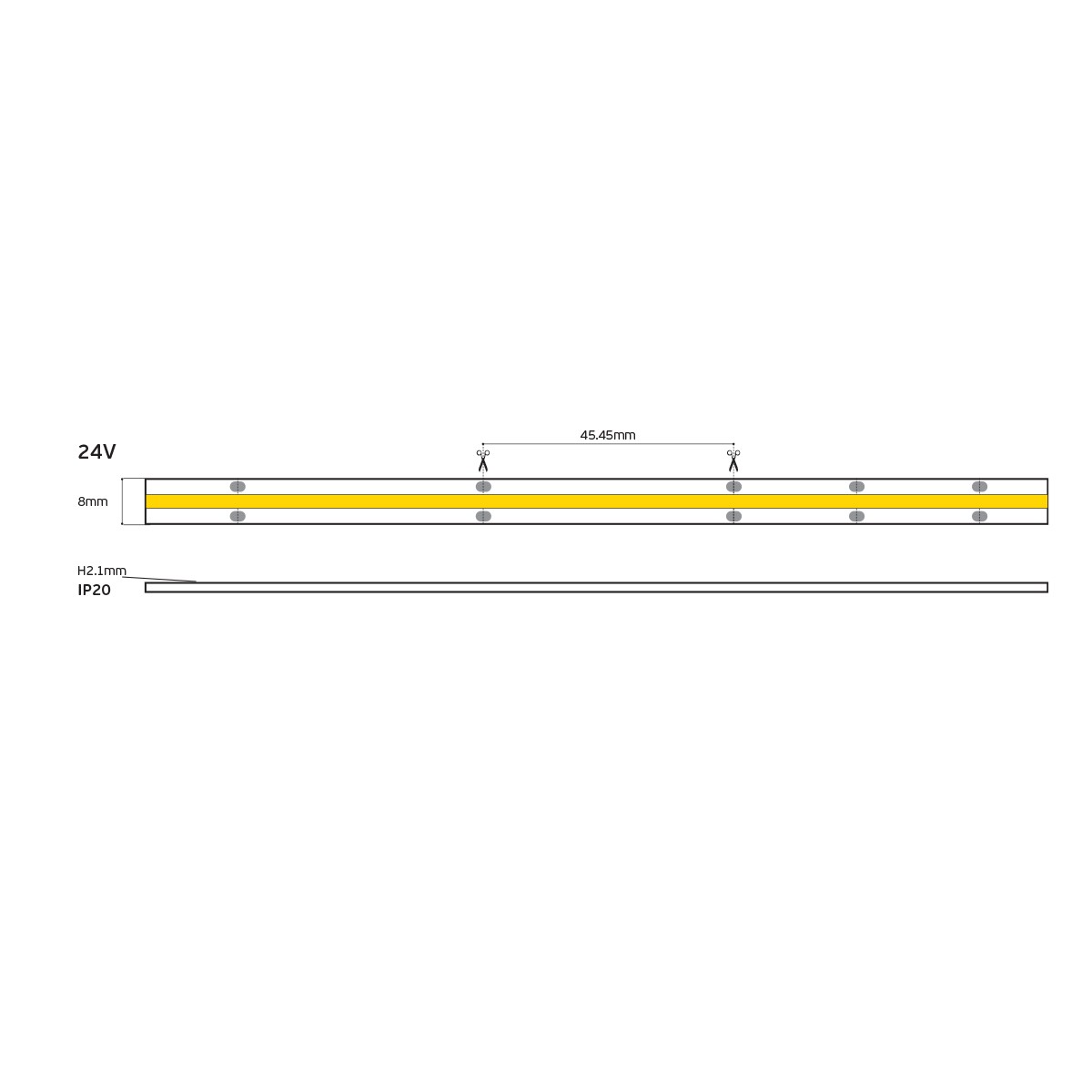 COB LED traka, 24V, CRI90, IP20, 3000K/4000K, dimabilna (5 m)