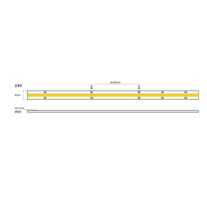COB LED traka, 24V, CRI90, IP20, 3000K/4000K, dimabilna (5 m)