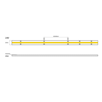 24V LED COB traka, CRI90, IP65, 3000K, prigušiva (5 m)