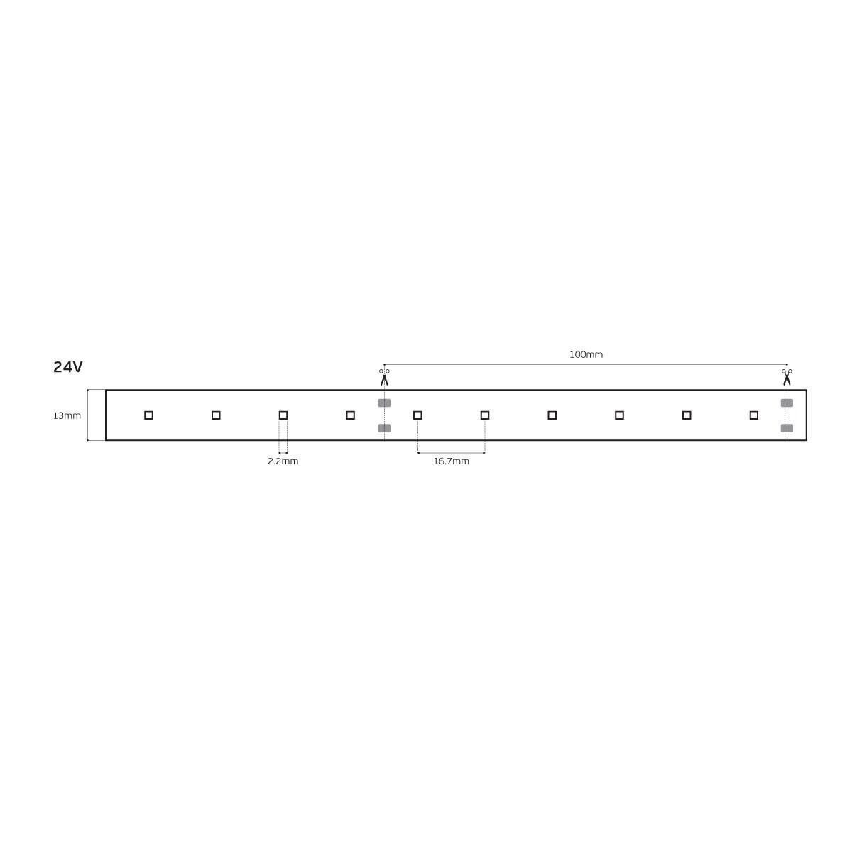 24V CRI90 IP66 4000K LED traka (5 m)