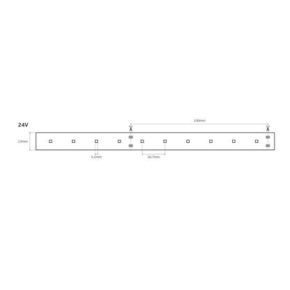 24V CRI90 IP66 4000K LED traka (5 m)