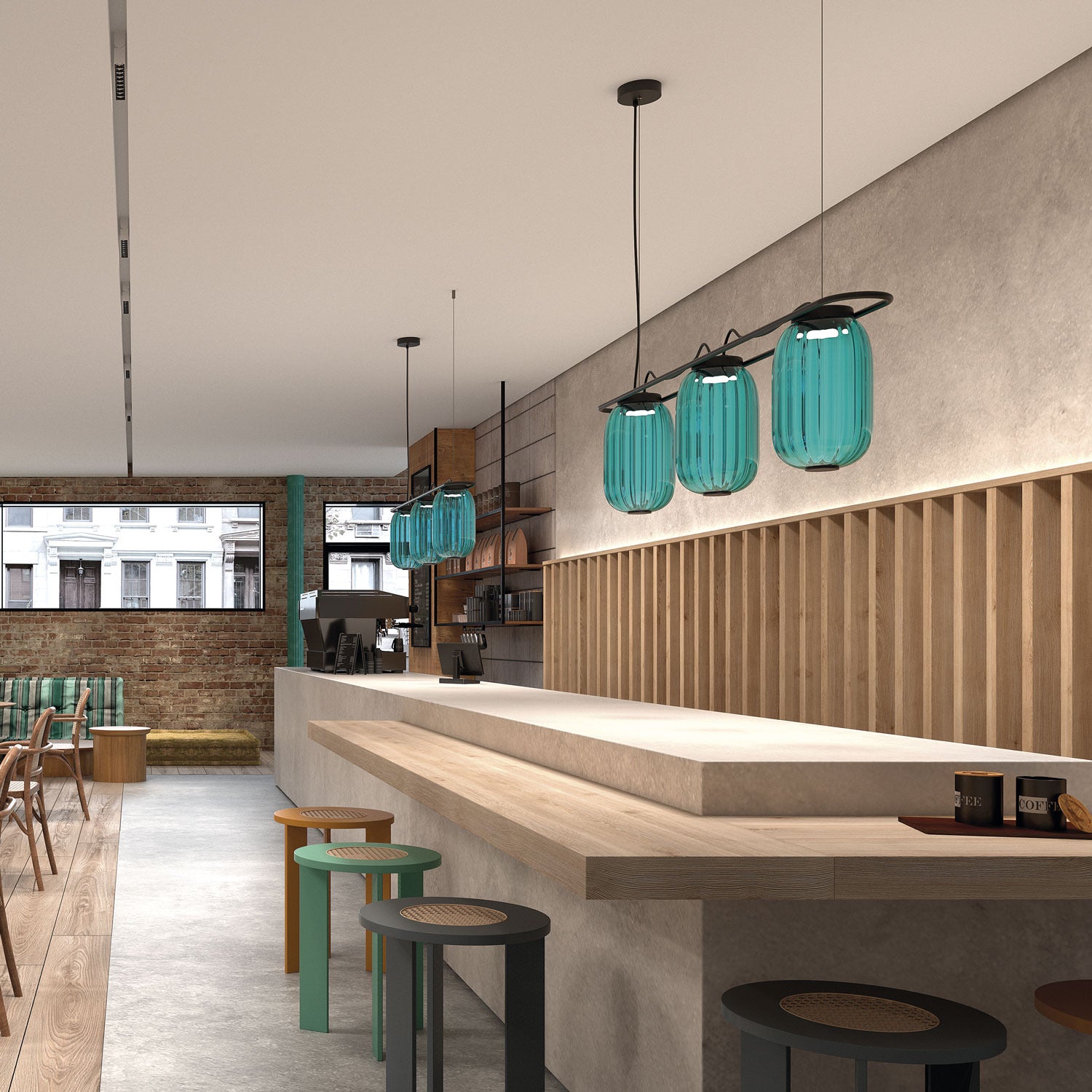 Exo KRISTA LED závěsné svítidlo modré