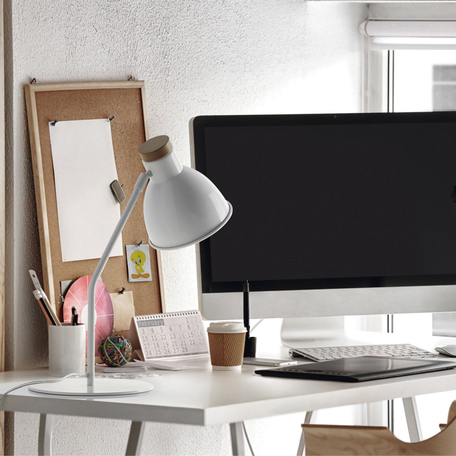 Exo Valan T E27 stolní svítidlo bílá